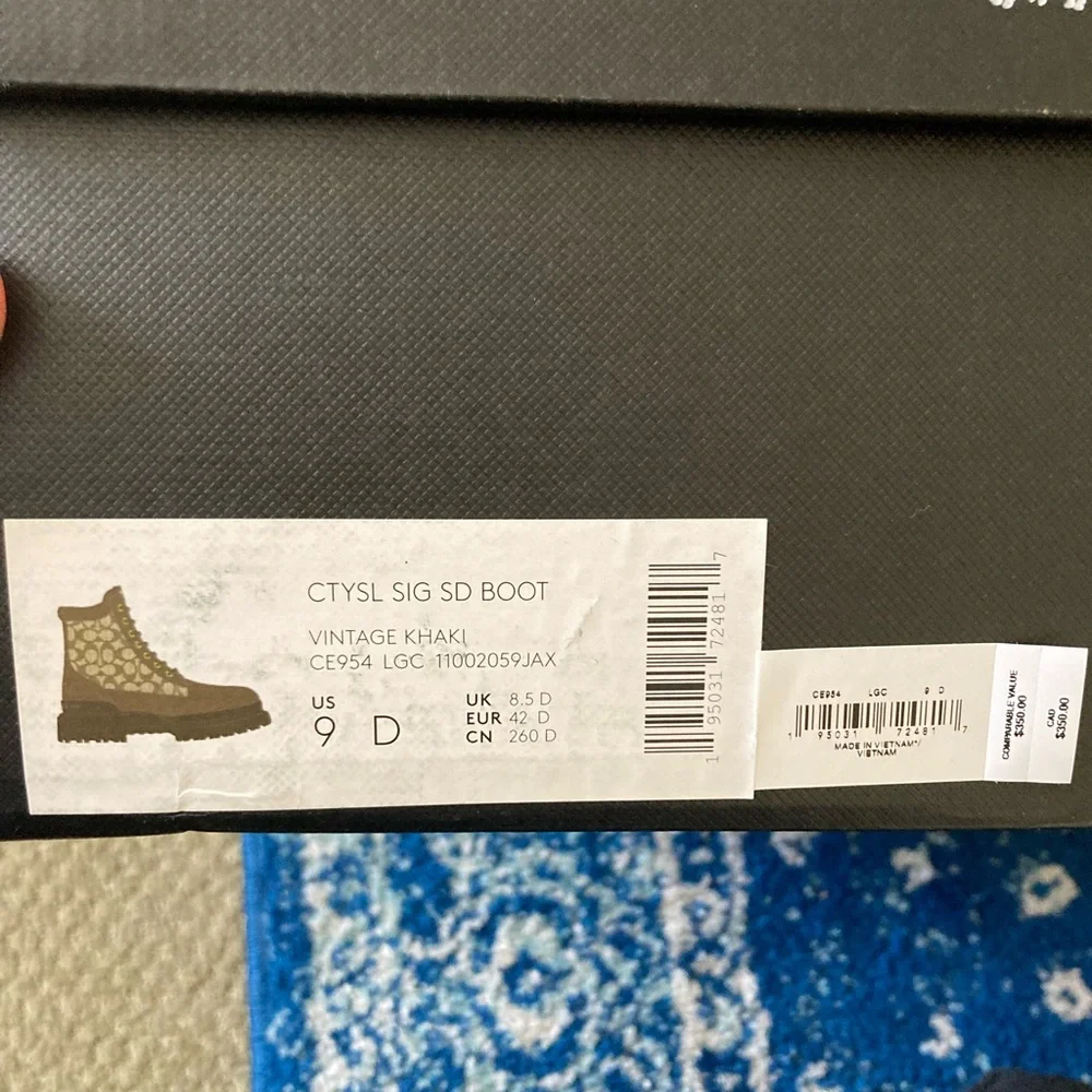 NWT COACH KHAKI SIGNATURE JACQUARD CITYSOLE BOOT